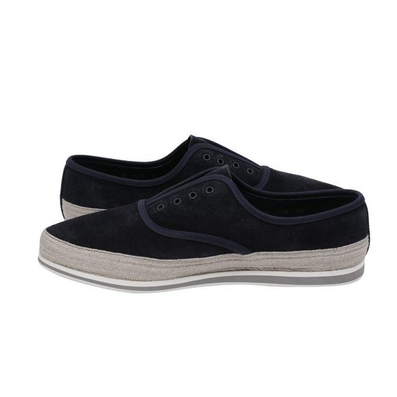 Prada Mens Espadrille Sneakers US8.5 UK7.5 Blue Grey Suede Slip On St Tropez - Picture 9 of 11